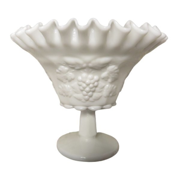 WESTMORELAND Compote Paneled Grape Milk Glass - Picture 1 of 4